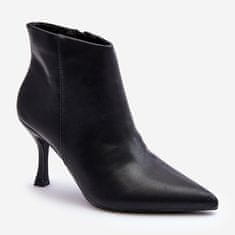 Dámské kožené boty na podpatku Black velikost 41