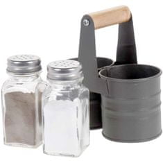 Excellent Houseware Sada pepře a soli v kovovém košíku, 13 x 6 cm, černá