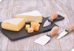Excellent Houseware Tác k servírování sýrů, 3 nože, 30 x 17 cm