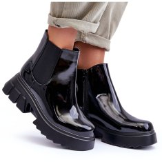 Dámské lakované šněrovací boty pro dělníky Black velikost 39