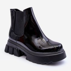 Dámské lakované šněrovací boty pro dělníky Black velikost 39