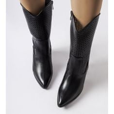 Černé prolamované kovbojské boty na jehle od značky Raiano velikost 40
