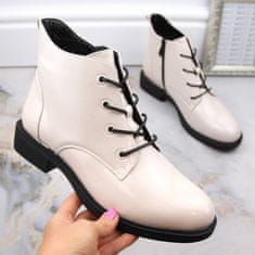 Vinceza Dámské lakované zateplené boty béžové barvy velikost 37