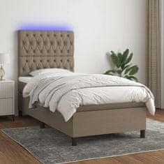 Greatstore Box spring postel s matrací a LED taupe 90x190 cm textil