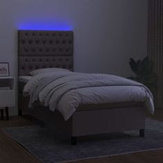 Greatstore Box spring postel s matrací a LED taupe 90x190 cm textil