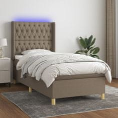 Greatstore Box spring postel s matrací a LED taupe 90x190 cm textil