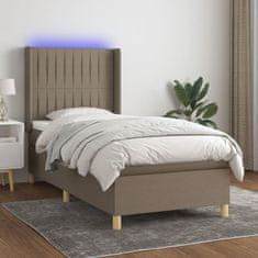 Greatstore Box spring postel s matrací a LED taupe 90x190 cm textil