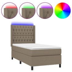 Greatstore Box spring postel s matrací a LED taupe 90x190 cm textil