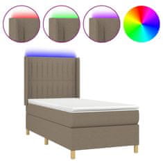 Greatstore Box spring postel s matrací a LED taupe 90x190 cm textil