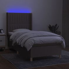 Greatstore Box spring postel s matrací a LED taupe 90x190 cm textil