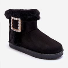 Zateplené sněhové boty s přezkou Black velikost 40