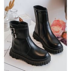 Dětské kožené boty s přezkami Black velikost 31