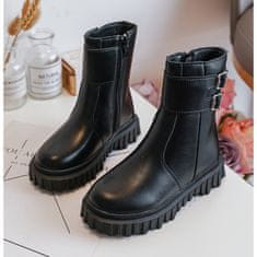 Dětské kožené boty s přezkami Black velikost 25