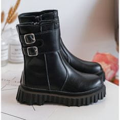 Dětské kožené boty s přezkami Black velikost 26