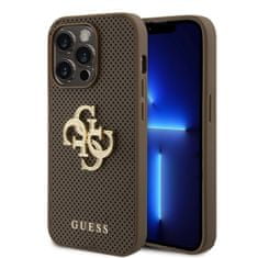 Guess  PU Perforated 4G Glitter Metal Logo Zadní Kryt pro iPhone 15 Pro Taupe