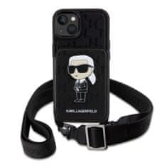 Karl Lagerfeld Zadní kryt Saffiano Monogram Crossbody Ikonik NFT na iPhone 14 černý