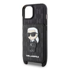 Karl Lagerfeld Zadní kryt Saffiano Monogram Crossbody Ikonik NFT na iPhone 14 černý