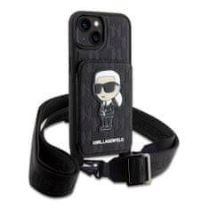 Karl Lagerfeld Zadní kryt Saffiano Monogram Crossbody Ikonik NFT na iPhone 14 černý