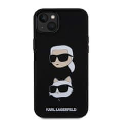 Karl Lagerfeld  Liquid Silicone Karl and Choupette Heads Zadní Kryt pro iPhone 15 Plus Black