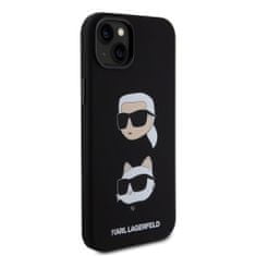 Karl Lagerfeld  Liquid Silicone Karl and Choupette Heads Zadní Kryt pro iPhone 15 Plus Black