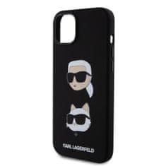 Karl Lagerfeld  Liquid Silicone Karl and Choupette Heads Zadní Kryt pro iPhone 15 Plus Black