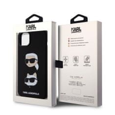 Karl Lagerfeld  Liquid Silicone Karl and Choupette Heads Zadní Kryt pro iPhone 15 Plus Black