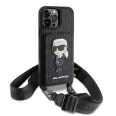 Karl Lagerfeld Zadní kryt Saffiano Monogram Crossbody Ikonik NFT na iPhone 14 Pro Max černý