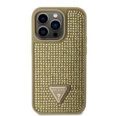 Guess  Rhinestones Triangle Metal Logo Kryt pro iPhone 15 Pro Gold