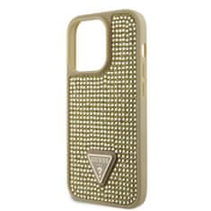 Guess  Rhinestones Triangle Metal Logo Kryt pro iPhone 15 Pro Gold