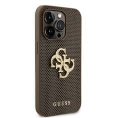 Guess  PU Perforated 4G Glitter Metal Logo Zadní Kryt pro iPhone 15 Pro Taupe