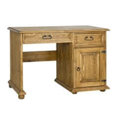eoshop Pracovní stůl BR701, 110x78x60, borovice, vosk (Struktura desky: Šuplík, Barva dřeva: Bělená vosk)