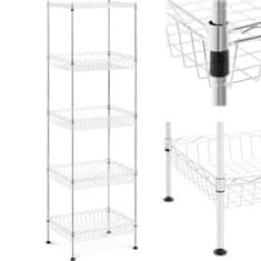 Greatstore Kovový drátěný regál pro uložení do skříně 5 košů 45 x 35 x 152 cm do 100 kg