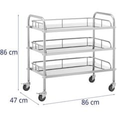 Greatstore Kosmetický laboratorní vozík na ošetření z oceli 3 police 85 x 47 x 86 cm 45 kg