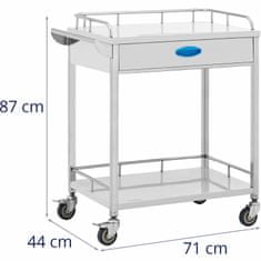 Greatstore Kosmetický laboratorní vozík STAL 2 police 1 zásuvka 71 x 44 x 87 cm 40 kg