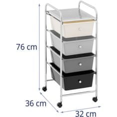 Greatstore Kadeřnický vozík koupelnová skříňka 4 zásuvky 36 x 32 x 76 cm - černá šedá