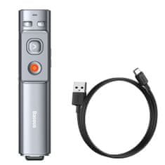 shumee Dálkové ovládání laserového ukazovátka pro prezentace na PC s vestavěnou dobíjecí baterií Orange Dot grey