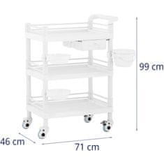 Greatstore Kosmetický laboratorní vozík na ošetření 3 police 1 zásuvka 3 koše 71 x 46 x 99 cm 30 kg