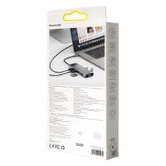 shumee Multifunkční HUB 9v1 USB-C 3xUSB 3.2 PD VGA Full HD HDMI 4K TF a čtečka SD karet RJ45 šedá