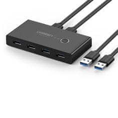 shumee Přepínač HUB 4x USB 3.2 Gen 1 pro dva počítače - černý