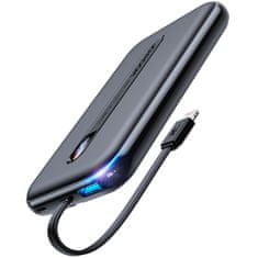 shumee Powerbanka s vestavěným kabelem Iphone Lightning 10000mAh PD QC3.0 černá