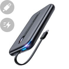 Greatstore Powerbanka 10000mAh 20W Quick Charge USB USB-C Vestavěný kabel USB-C černá