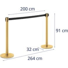 shumee Zlatý hotelový plotový sloupek s černou páskou 2 m - 2 ks.