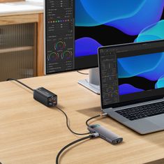 shumee StarJoy HUB 8v1 USB-C 3xUSB HDMI RJ45 Čtečka karet SD a TF PD šedá