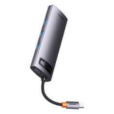 Greatstore StarJoy HUB 8v1 USB-C 3xUSB HDMI RJ45 Čtečka karet SD a TF PD šedá