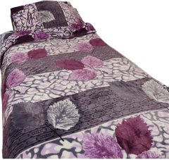 Bavlissimo 2-dílné povlečení listy mikroplyš fialová šedá 140x200 na jednu postel