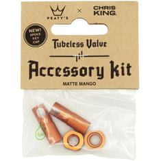 Peaty's Čepičky X Chris King MK2 Tubeless Valves Accessory Kit - 1 pár, mangová