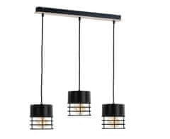 Greatstore Závěsná lampa CASA BLACK/WOOD 3xE27