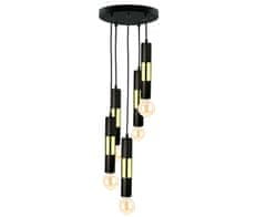 Greatstore Závěsná lampa 5xE27 MAGNUM BULB BLACK/GOLD