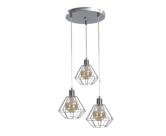 Greatstore 3xE27 FOSKAL SILVER závěsná lampa