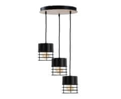 Greatstore Závěsná lampa CASA BLACK/WOOD 3xE27